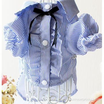 Spring summer striped two-tone bow small dog